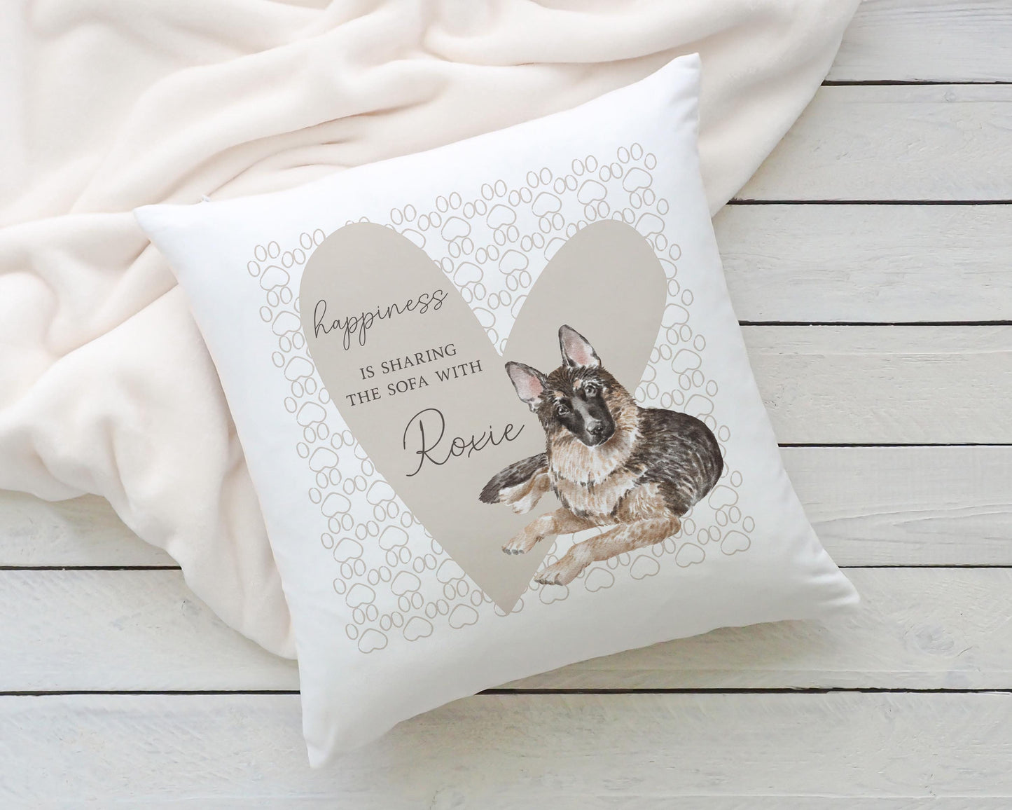 Personalised Sharing the Sofa with German Shepherd Cushion