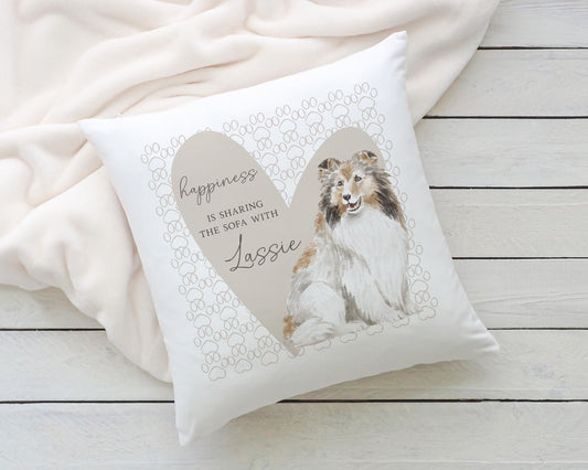 Personalised Sharing the Sofa with Rough Collie Cushion