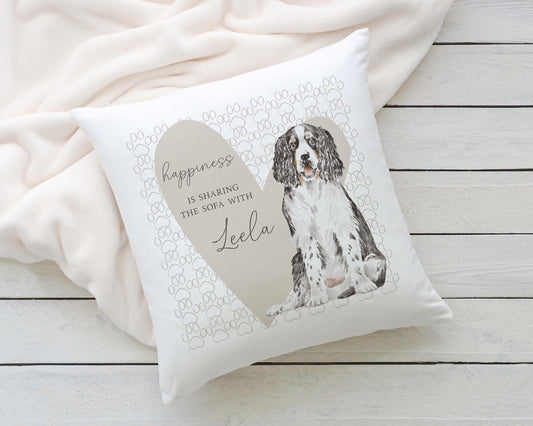 Personalised Sharing the Sofa with Springer Spaniel Cushion