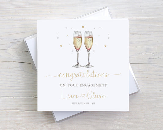 Personalised Champagne Flutes Engagement Card