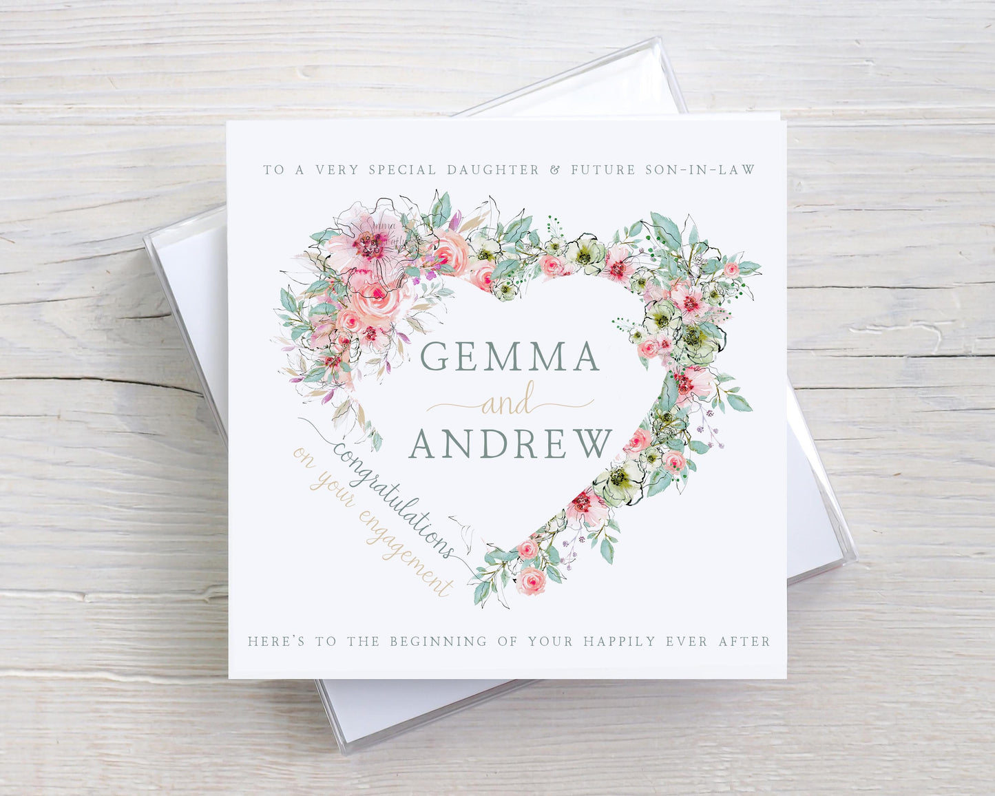 Personalised Floral Heart Engagement Card