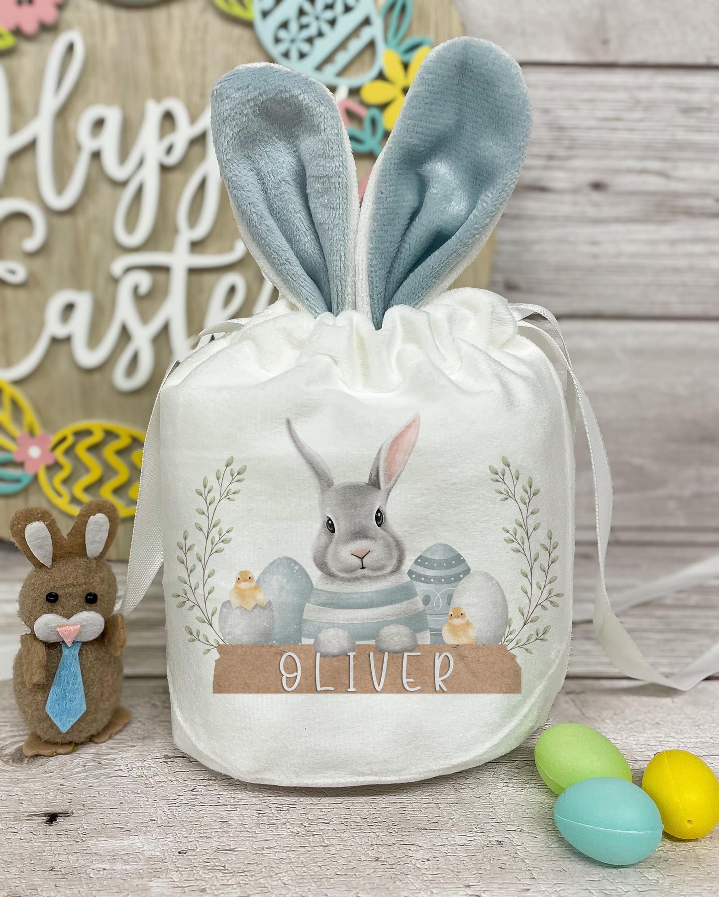 Personalised Small Easter Bunny Drawstring Bag - 4 Designs