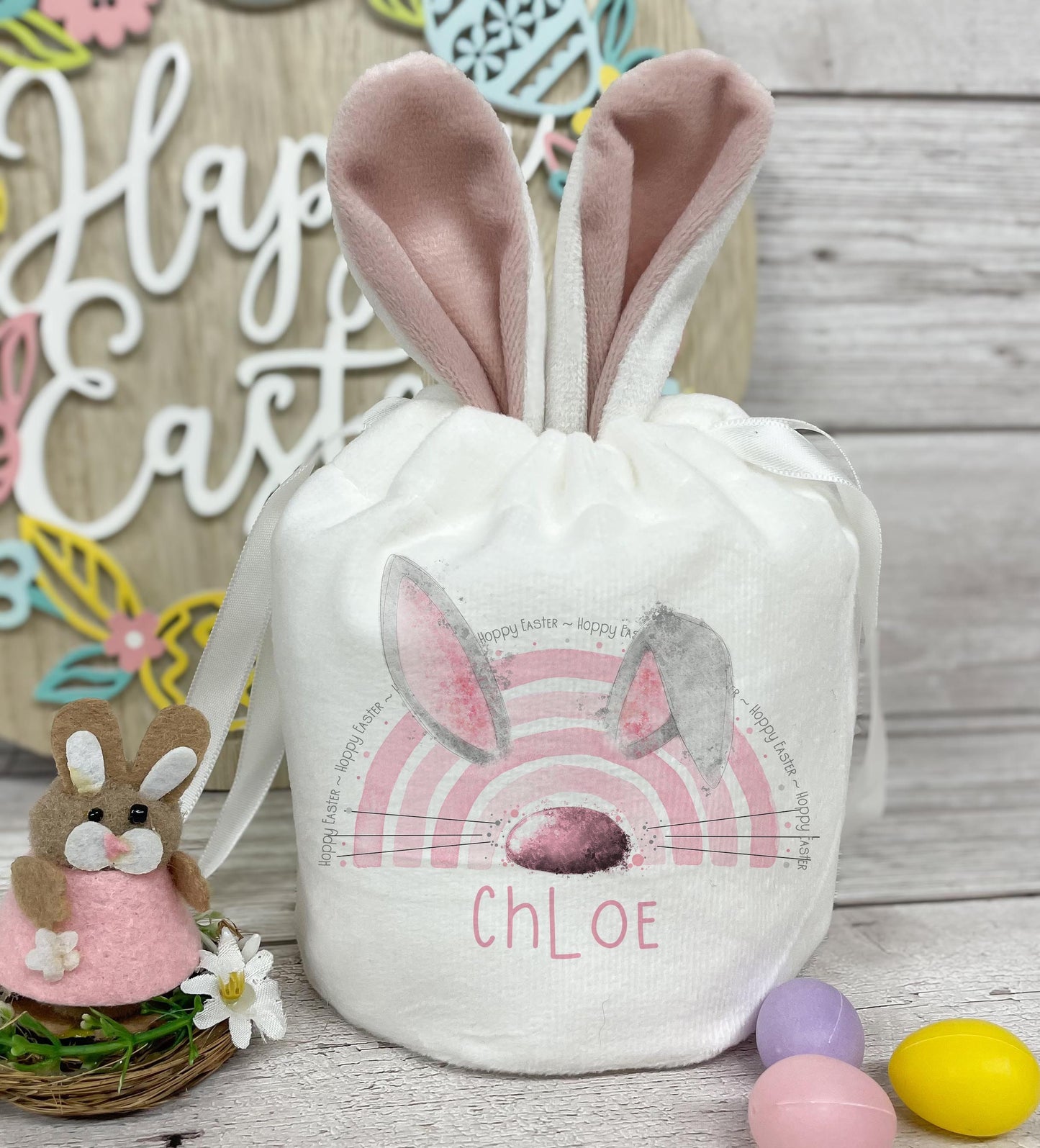 Personalised Small Easter Bunny Drawstring Bag - 4 Designs