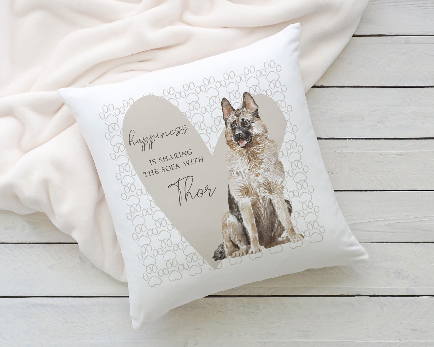 Personalised Sharing the Sofa with German Shepherd Cushion