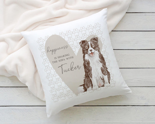 Personalised Sharing the Sofa with Border Collie Cushion