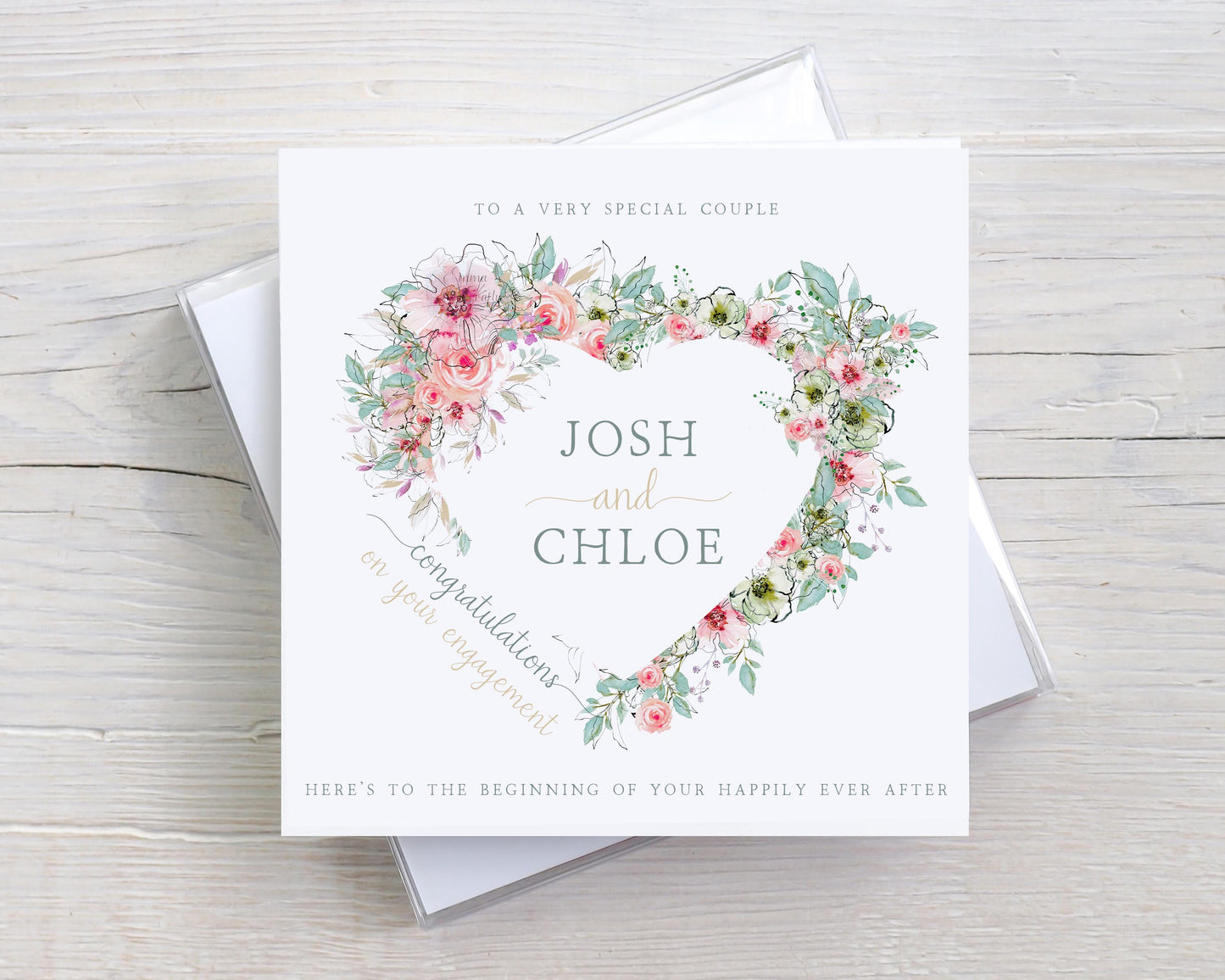 Personalised Floral Heart Engagement Card