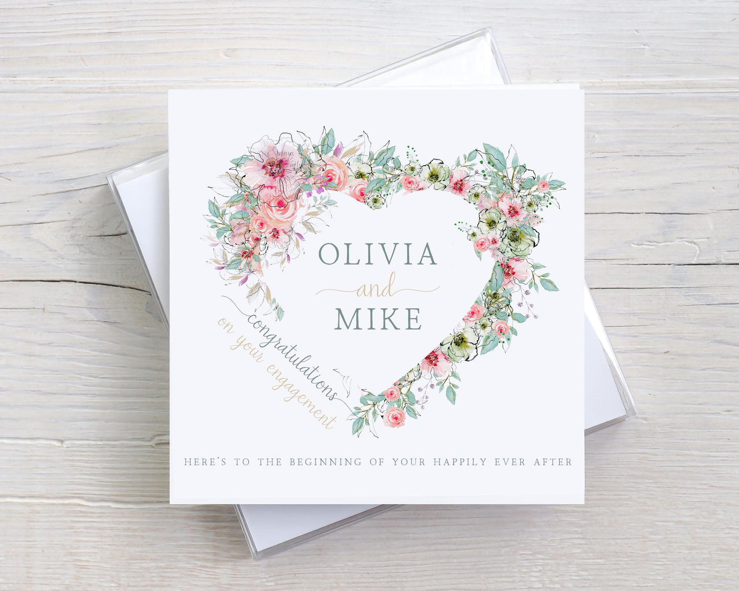 Personalised Floral Heart Engagement Card