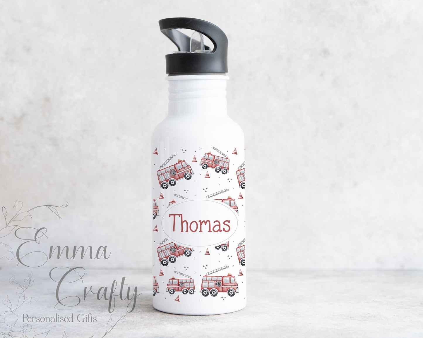 Personalised Fire Engine Water Bottle