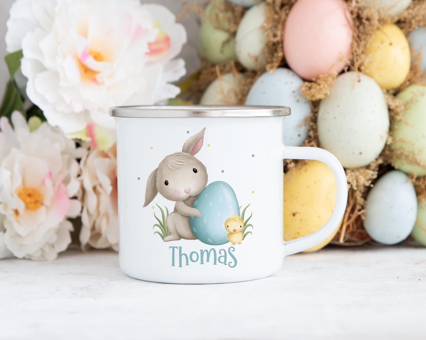 Personalised Kid's Easter Enamel Mug