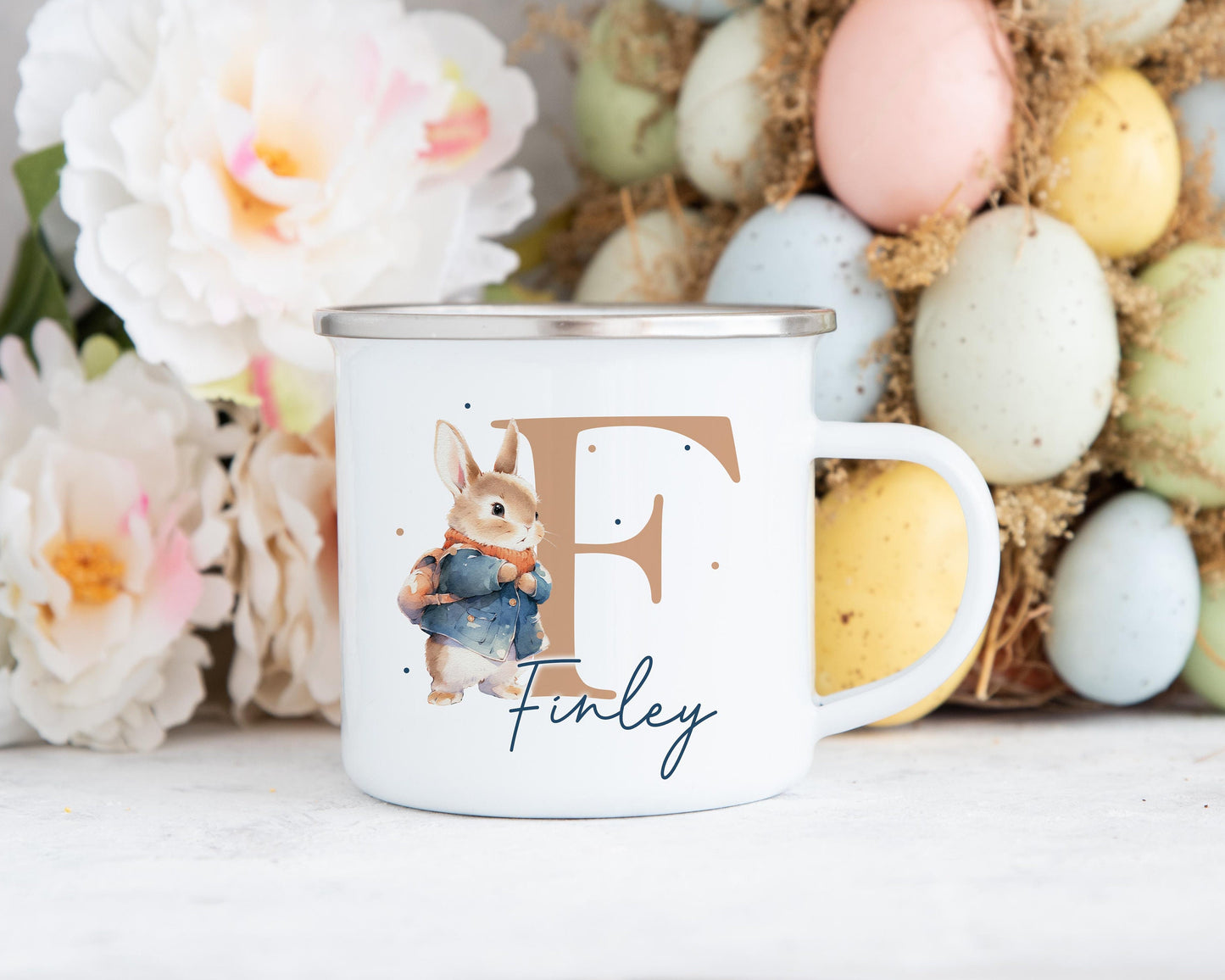 Personalised Boy's Easter Enamel Mug