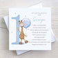 Personalised Boy's Giraffe 1st Birthday Card