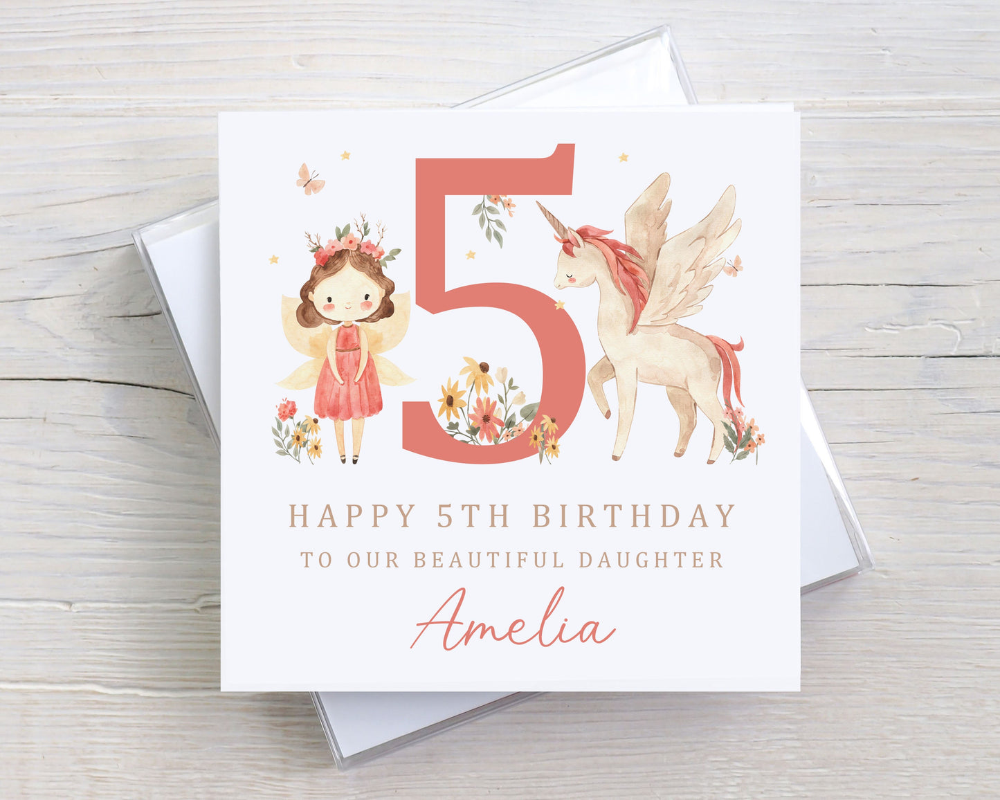 Personalised Girl's Fairy Unicorn Birthday Card