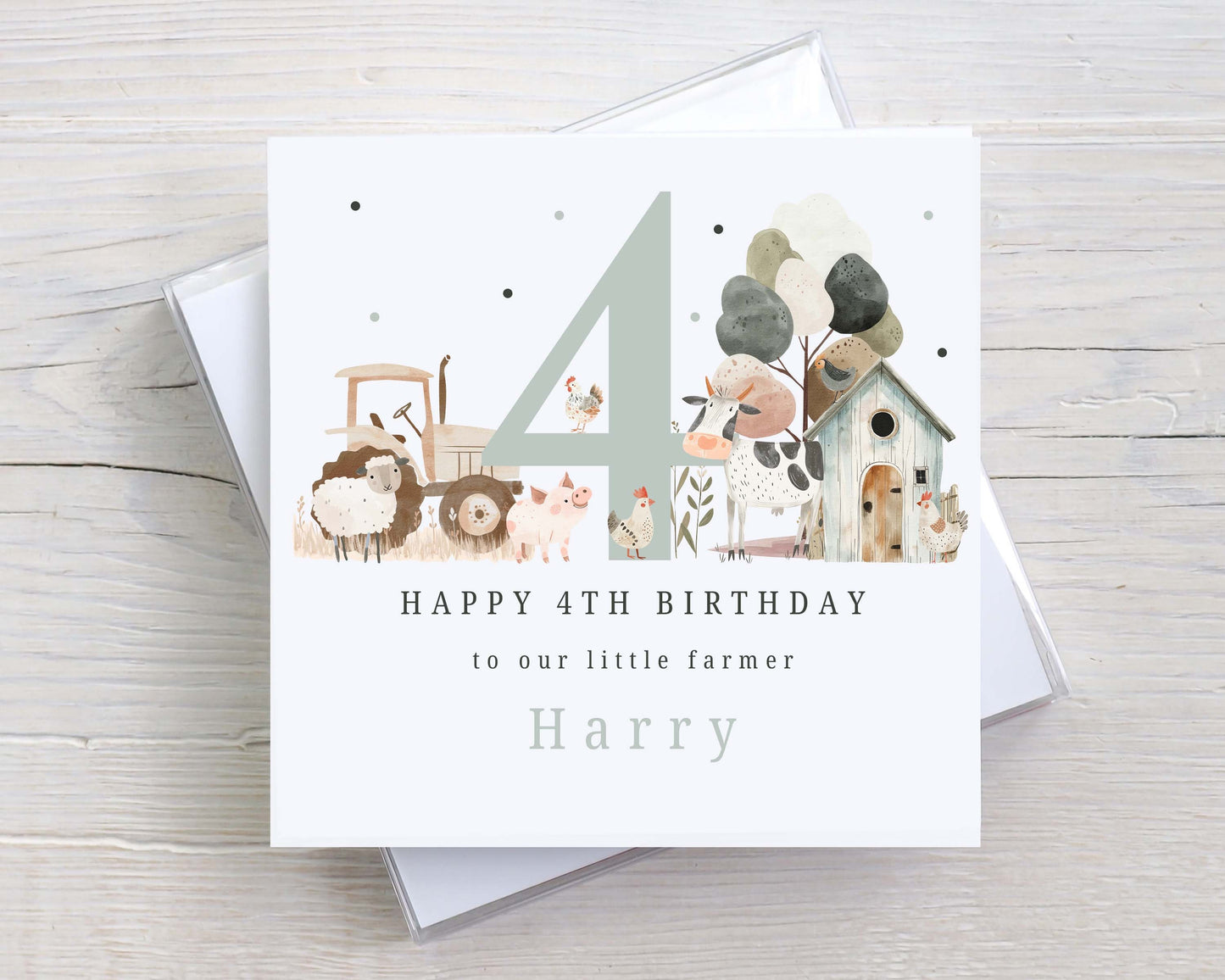 Personalised Boy's Farm Animals Birthday Card