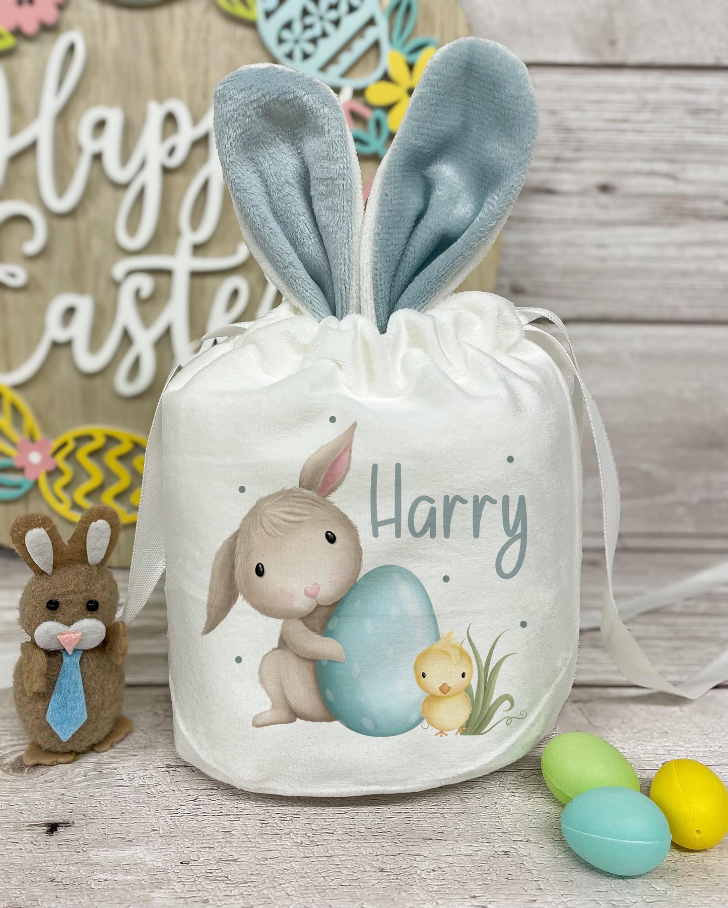 Personalised Small Easter Bunny Drawstring Bag - 4 Designs