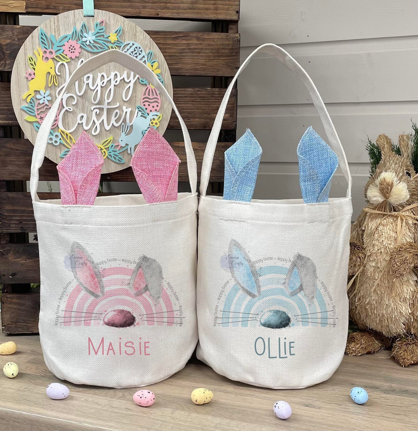 Personalised Linen Bunny Treat Hunt Bag