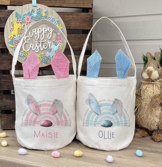 Personalised Linen Bunny Treat Hunt Bag