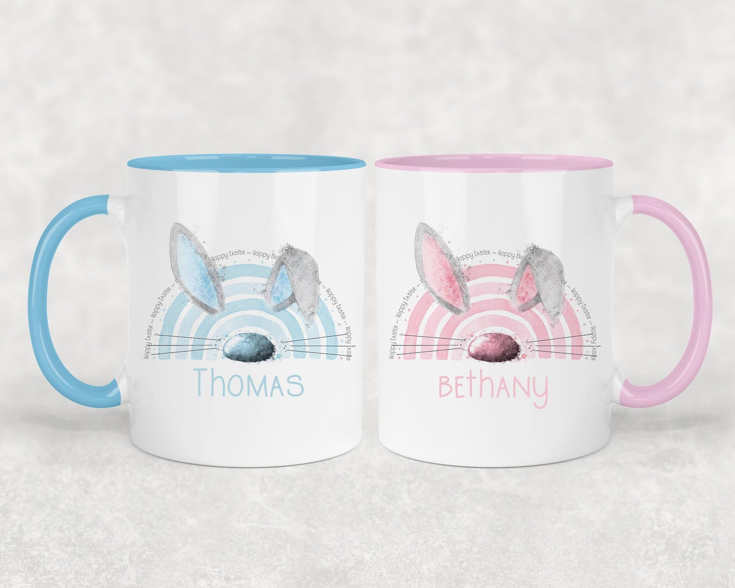 Personalised Easter Bunny Bow Mug - Pink or Blue