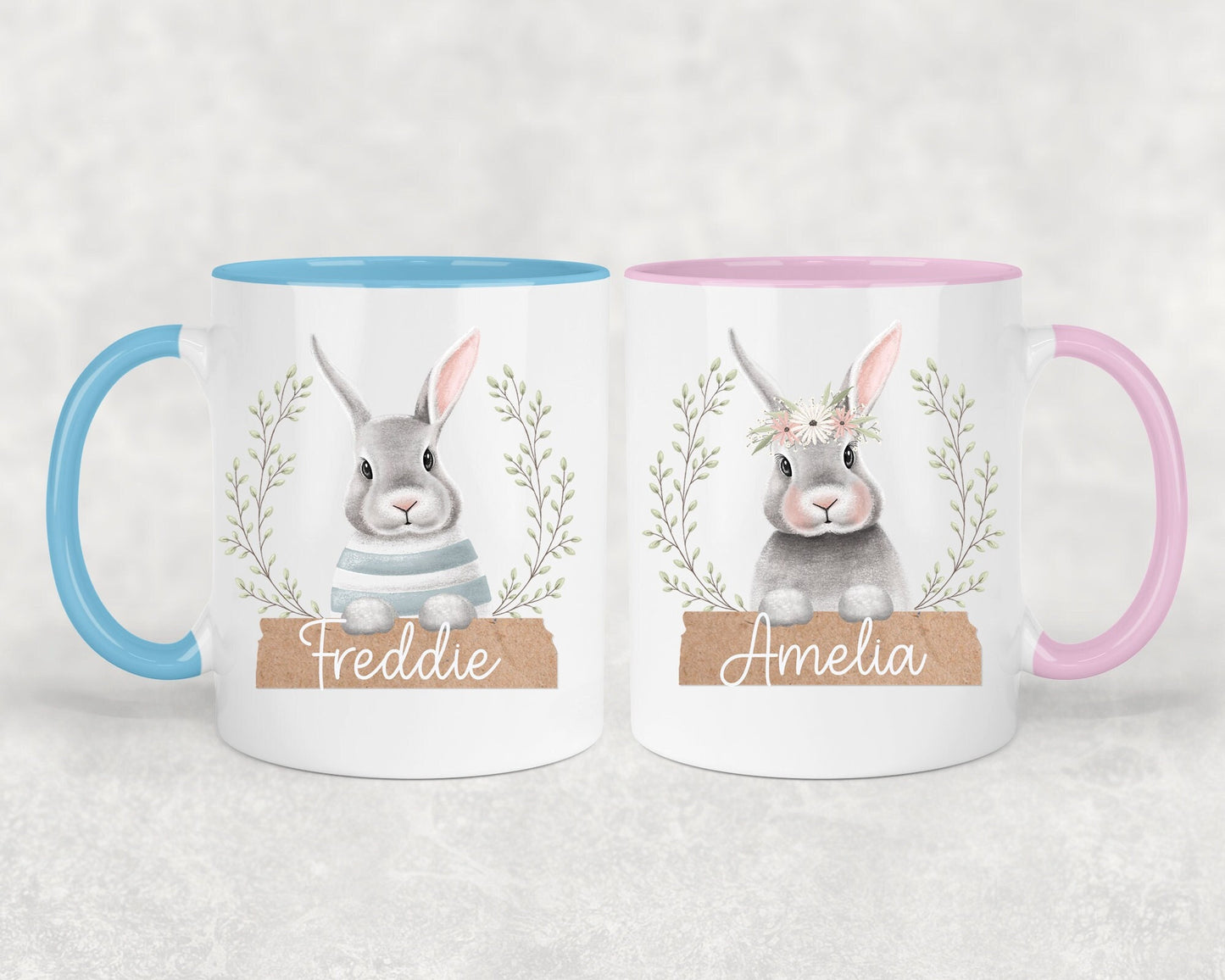 Personalised Easter Bunny Mug - Pink or Blue