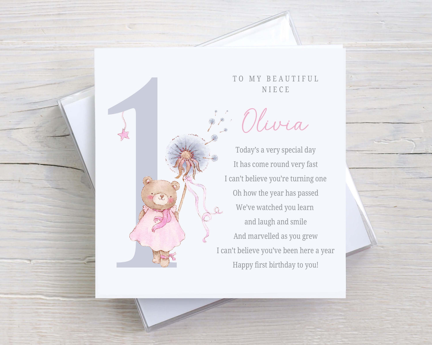 Personalised Girl's 1st Birthday Card