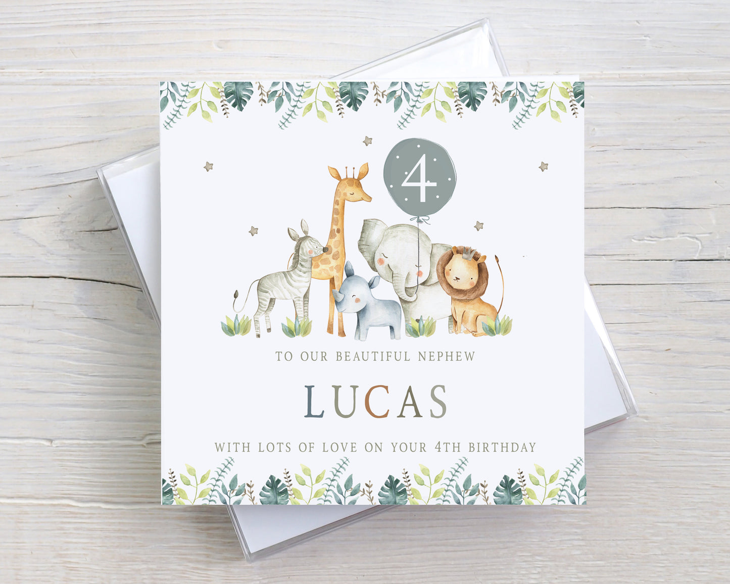 Personalised Safari Animals Birthday Card