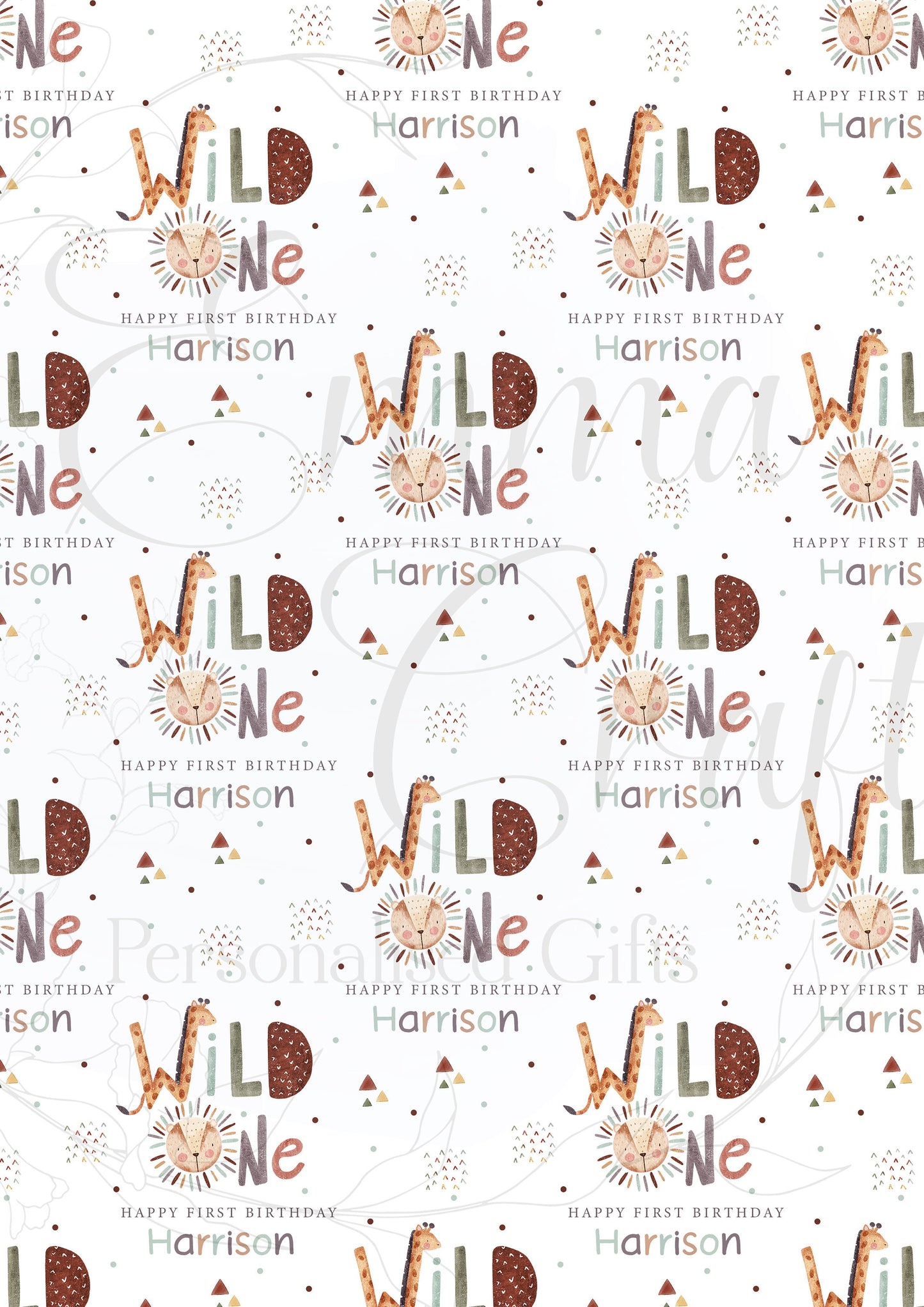 Personalised Wild One 1st Birthday Gift Wrapping Paper