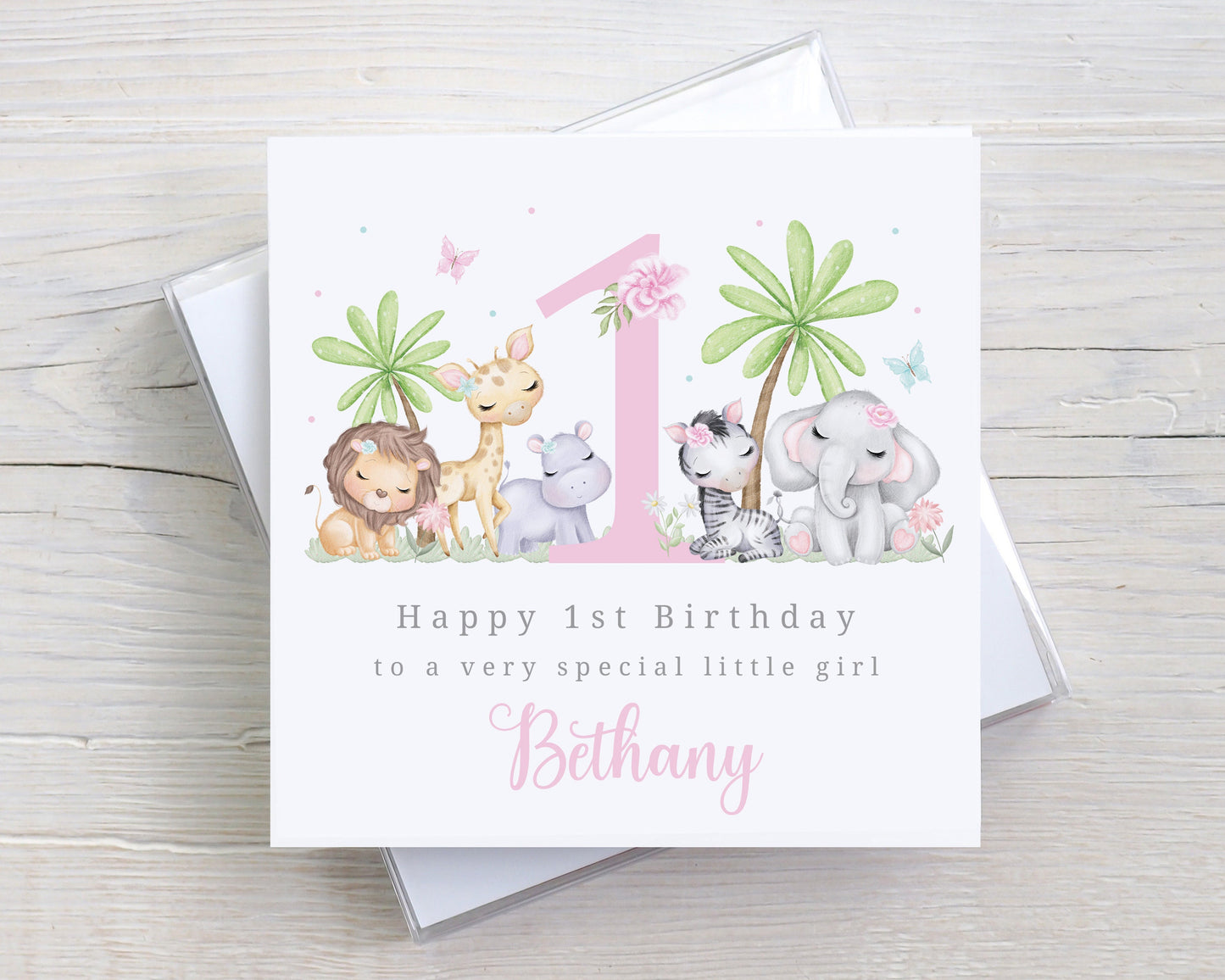 Personalised Girl's Safari Birthday Card