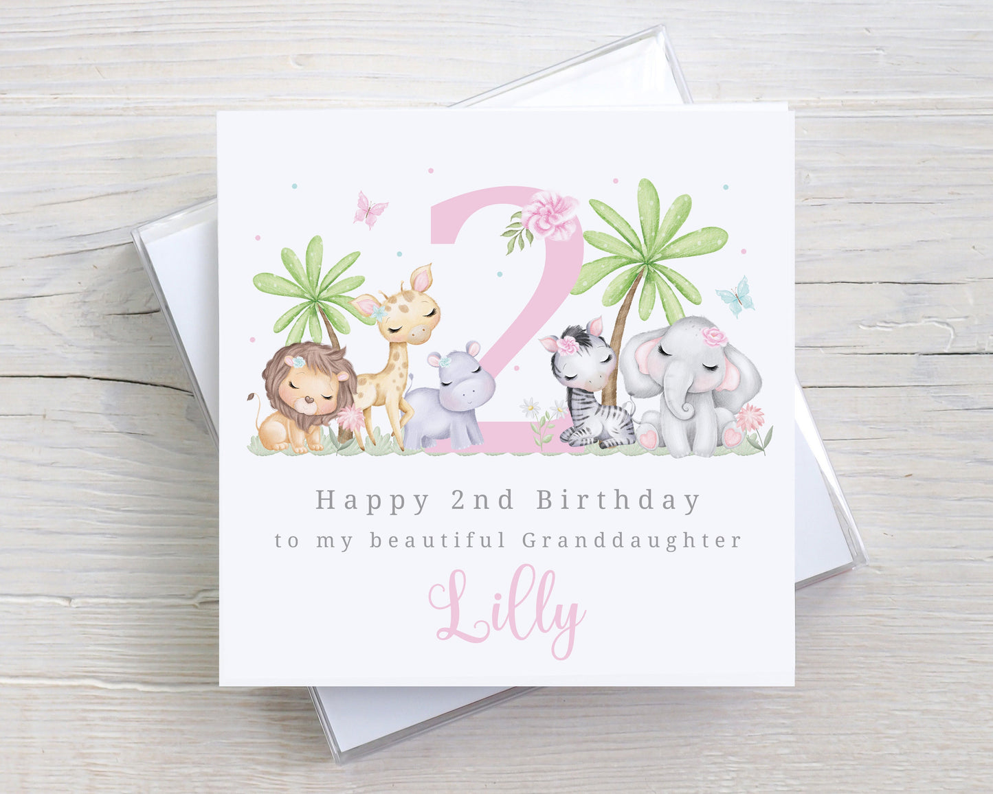 Personalised Girl's Safari Birthday Card