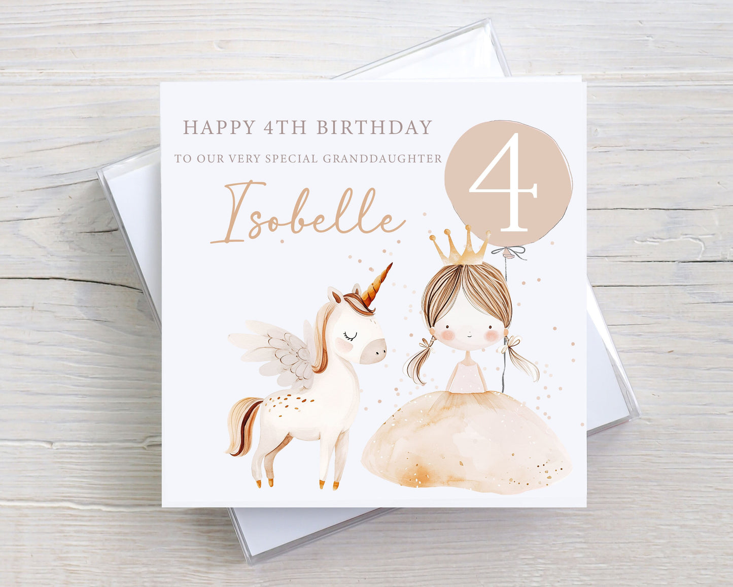 Personalised Girl's Princess Unicorn Birthday Card