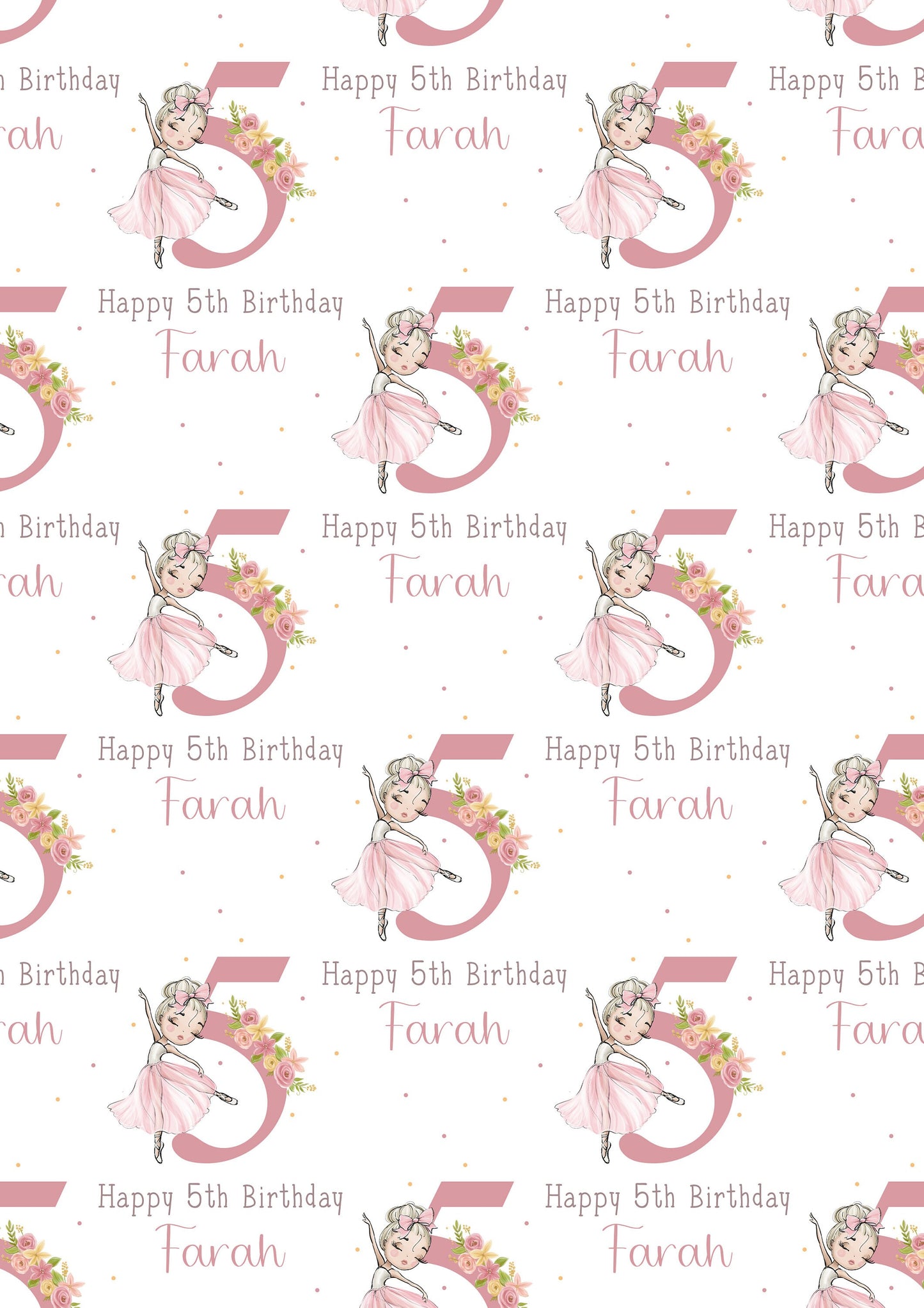 Personalised Ballerina Birthday Gift Wrapping Paper