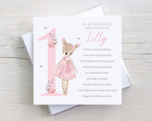 Personalised Girl's Pink 1st Birthday Gift Wrapping Paper