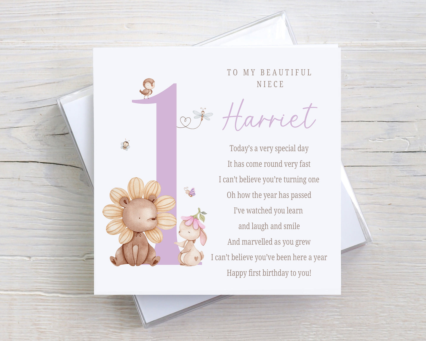 Personalised Girl's 1st Birthday Card