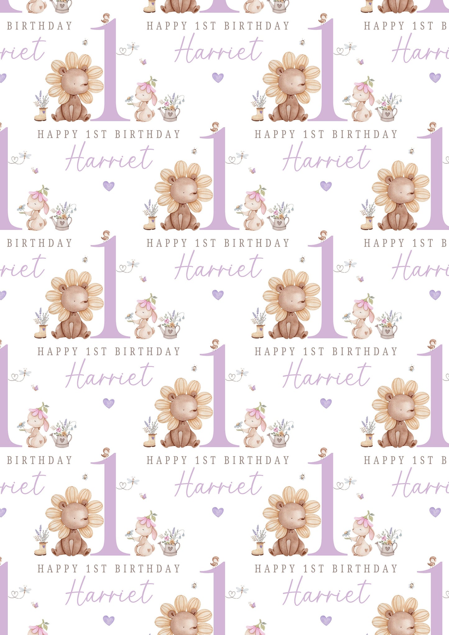 Personalised Girl's 1st Birthday Gift Wrapping Paper