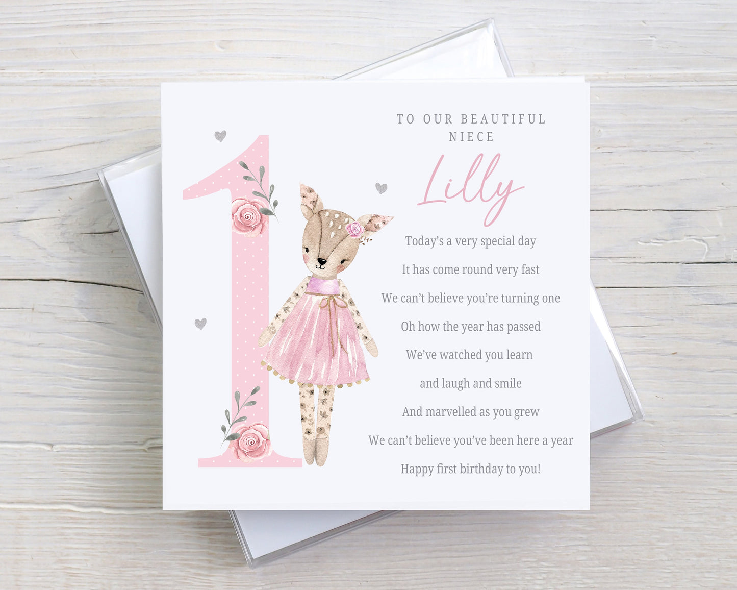 Personalised Girl's 1st Birthday Card