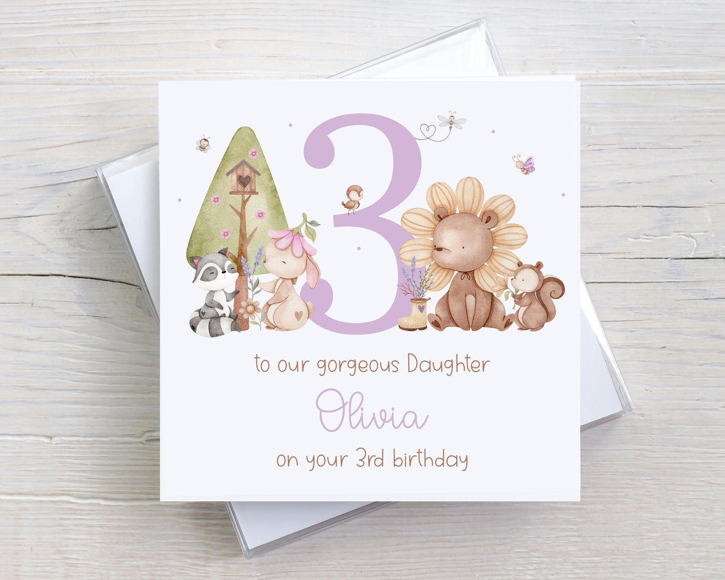 Personalised Girl's Woodland Birthday Card