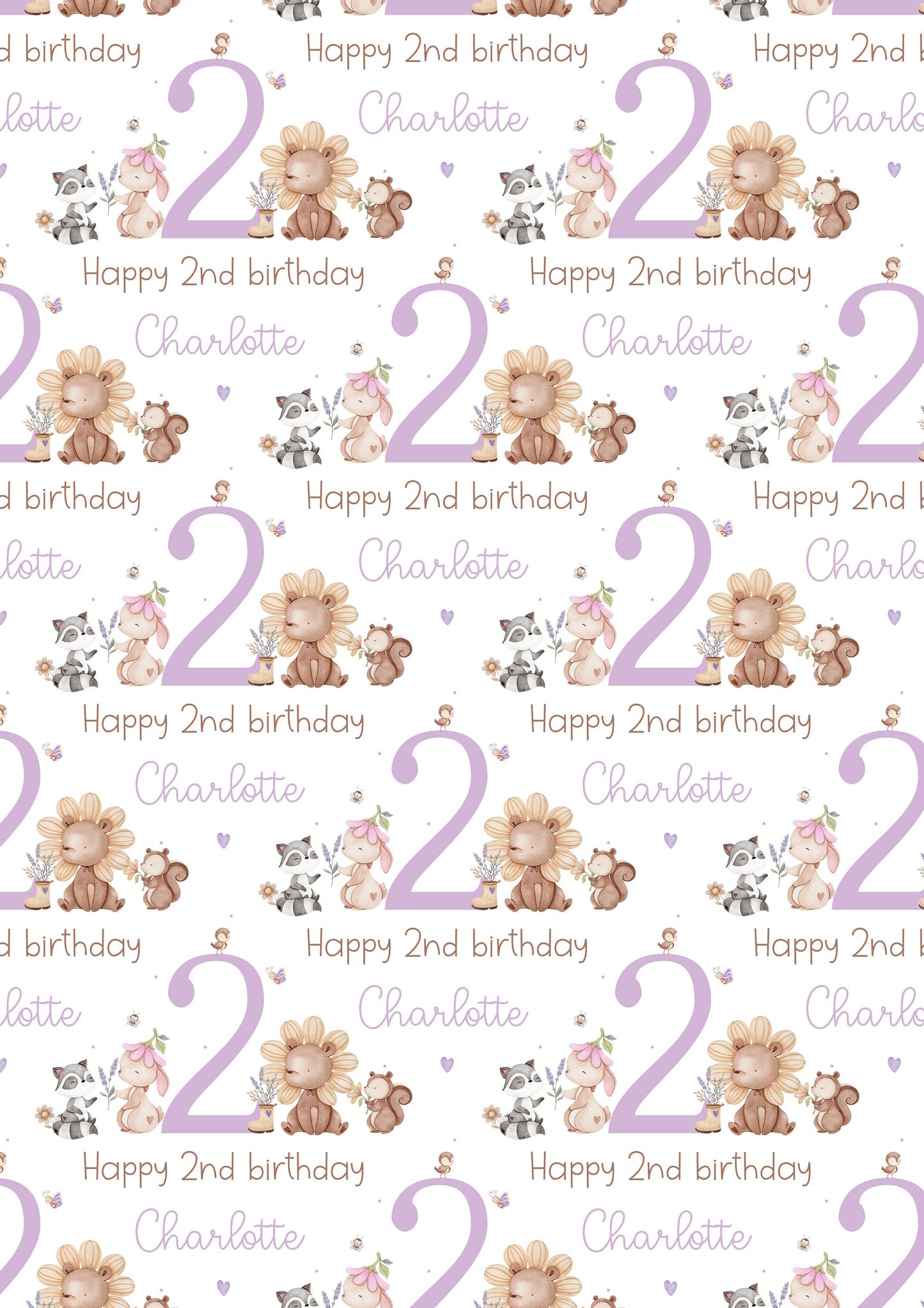 Personalised Girl's Woodland Birthday Gift Wrapping Paper