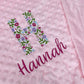 Personalised Pink Baby Blanket Embroidered with Name and Floral Letter, Baby Shower Gift, Newborn Baby Gift, Christening Gift Baby Girl