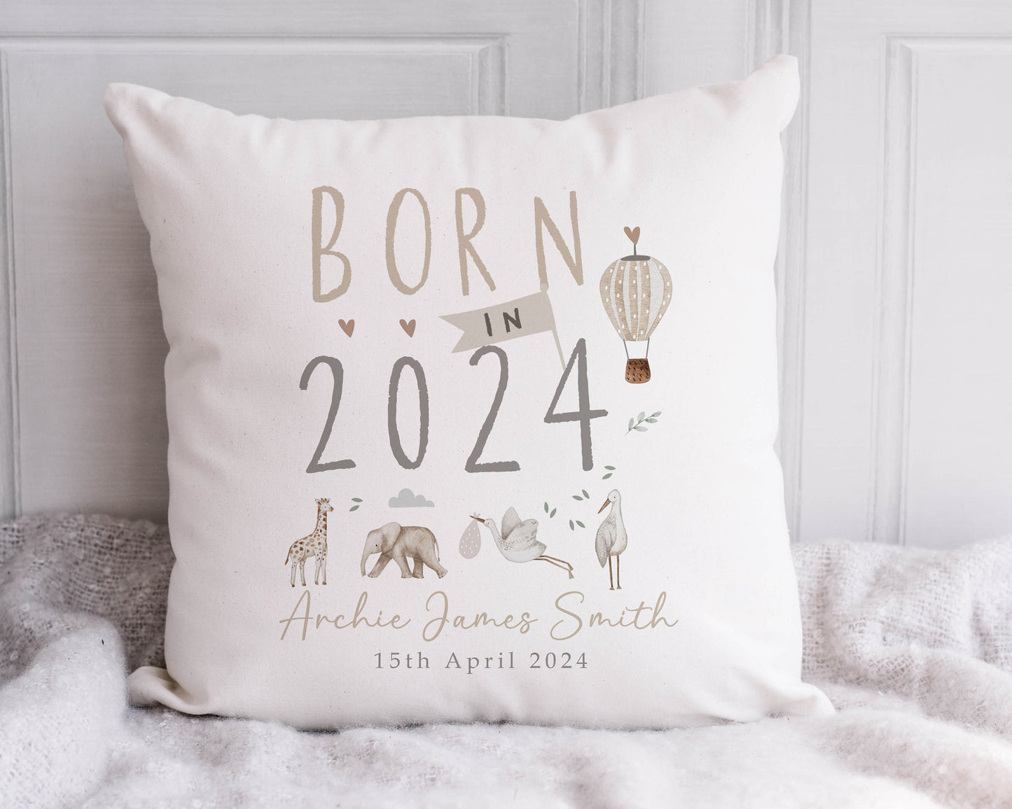 Personalised New Baby Cushion