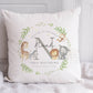 Personalised Baby Cushion, Safari Nursery Decor