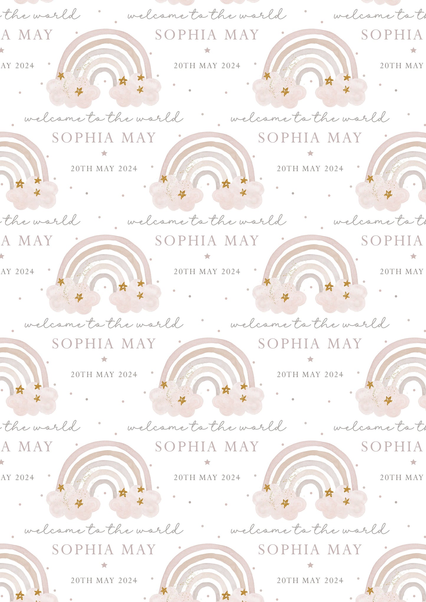 Personalised New Baby Girl Wrapping Paper | Welcome to the World Baby Girl Gift Wrap | New Baby Gift Wrap with Name and Birth Date