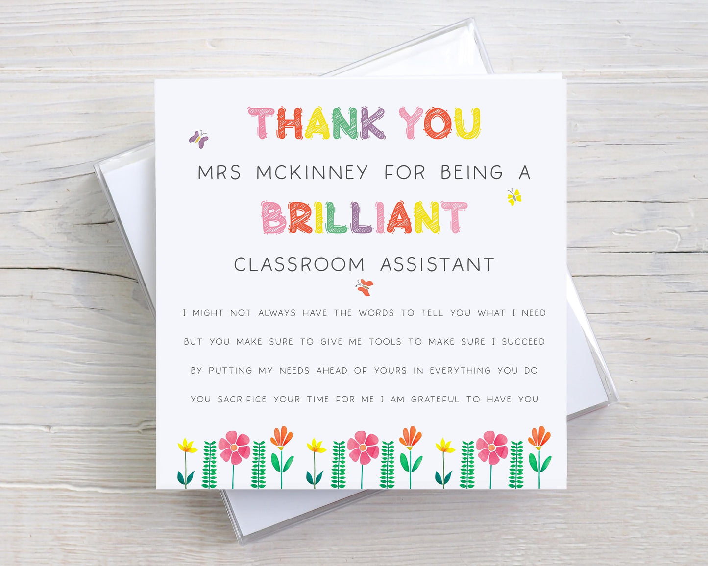 Personalised Teaching Assistant/Classroom Assistant Thank You Card