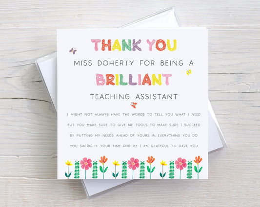 Personalised Teaching Assistant/Classroom Assistant Thank You Card