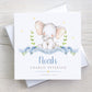 Personalised New Baby Boy Card, Welcome to the World Baby Boy, New Baby Card, Congratulations It's a Boy Card, Elephant Design