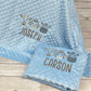 Personalised Blue or Camel Baby Blanket Embroidered with Name and Safari Animals, Baby Shower Gift, Newborn Baby Gift, Christening Gift Baby