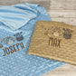 Personalised Blue or Camel Baby Blanket Embroidered with Name and Safari Animals, Baby Shower Gift, Newborn Baby Gift, Christening Gift Baby