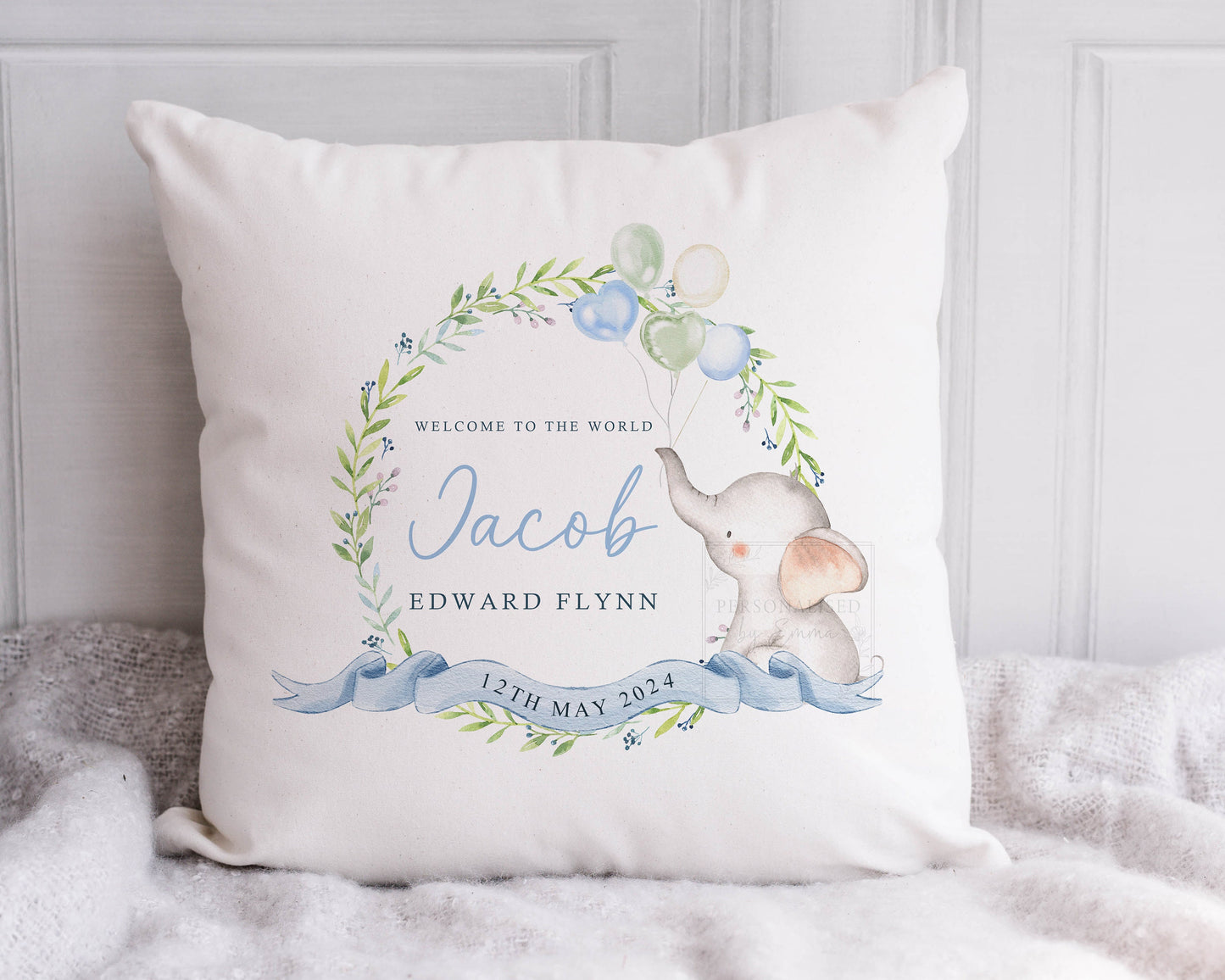 Personalised Baby Boy's Cushion