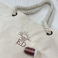 Personalised Embroidered Neutral/Cream Canvas Rope Beach Bag