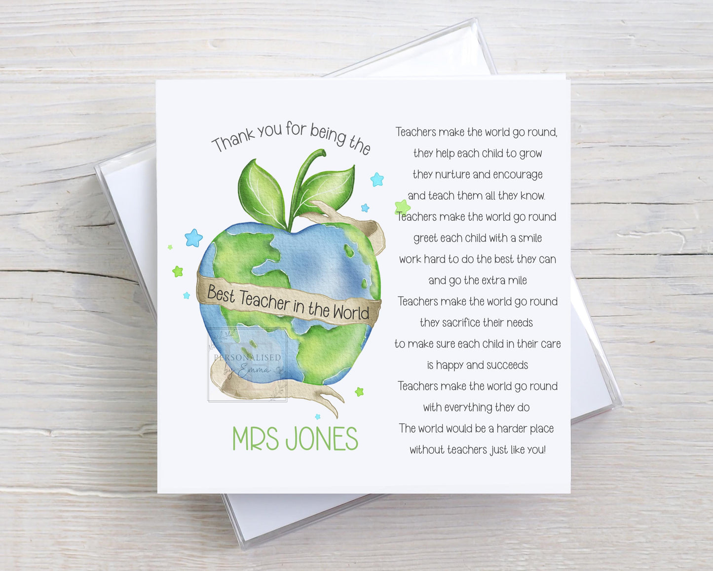 Personalised Teacher Thank You - Best Teacher In The World Card