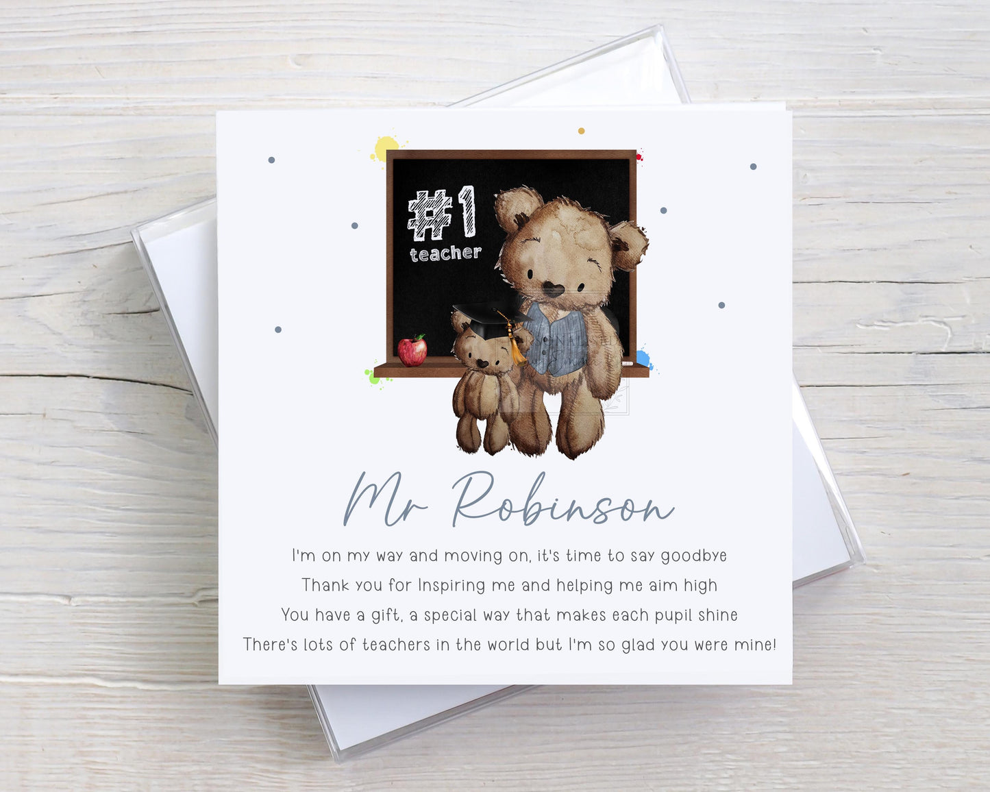 Personalised Bear Teacher Thank You Card