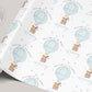 Personalised New Baby Boy Wrapping Paper | Welcome to the World Baby Boy Gift Wrap with Name and Birth Date | Safari Hot Air Balloon Design