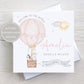 Personalised New Baby Girl Card, Welcome to the World Baby Girl, New Baby Card, Congratulations It's a Girl Card, Safari Hot Air Balloon